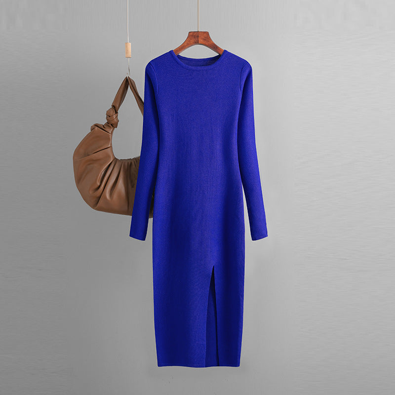 Women Basic Autumn And Winter Casual Solid Color Long Sleeve Knitted Dress