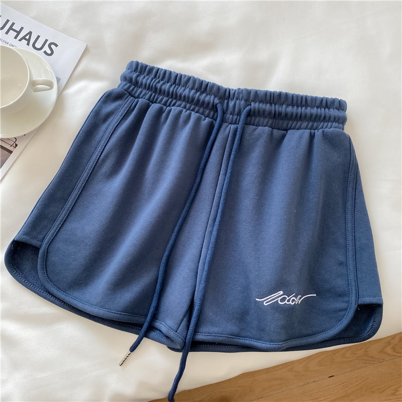 Cotton Sports Women Summer Loose Pajama High Waist Casual Wide Leg Shorts