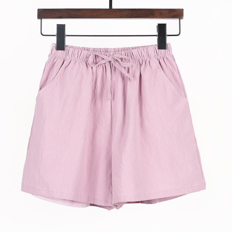 Women Linen Cotton Linen Sports Casual Wide Leg Shorts