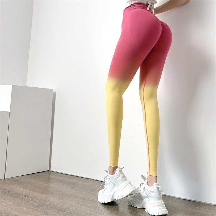 Women Gradient High Waist Sport Yoga Fashion Casual Leggings
