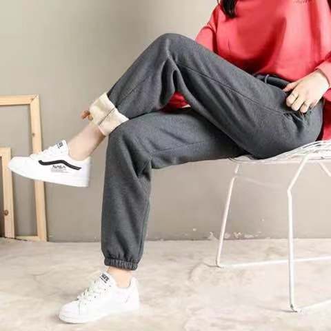 Women Casual Winter Fleece-Lined Sports Striped Pants