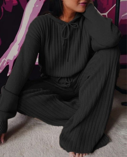 Women Long Sleeve Loose Hooded Casual Suit