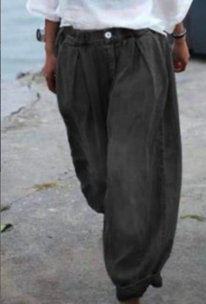 Women'S Fashion Vintage Casual Floral Embroidery Loose Jeans