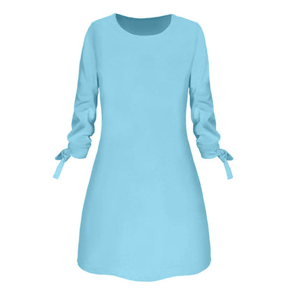 Women Basic Autumn Solid Color Casual Round Neck Dress