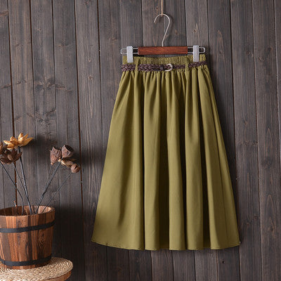 Women Solid Color High Waist Loose Casual Simple Skirt