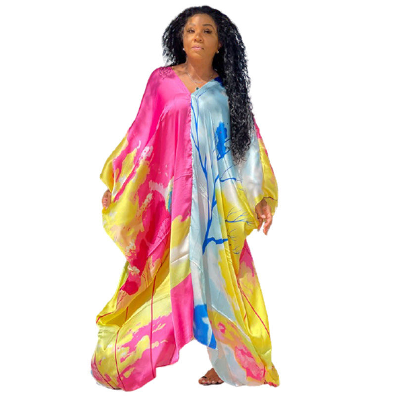 Women Elegant Vintage Casual Plus Size Maxi Dress