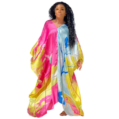 Women Elegant Vintage Casual Plus Size Maxi Dress