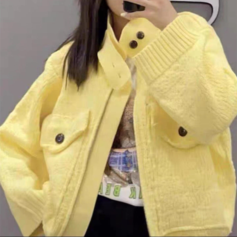 Casual Fashion Women Double Zipper Long Sleeve Knitted Sweater Coat