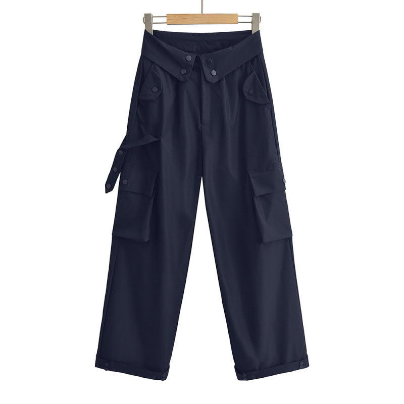 Women Casual Solid Color Loose Street Cargo Pants