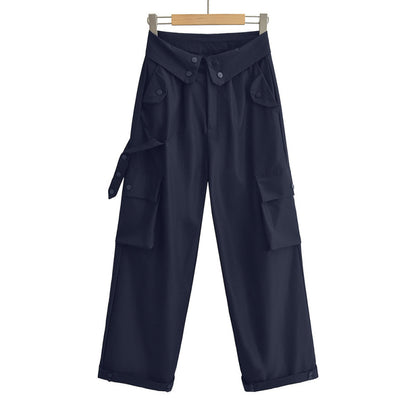 Women Casual Solid Color Loose Street Cargo Pants
