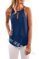 Women Basic Casual Fashion Solid Color Round Neck Tank Top