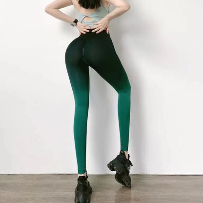 Women Gradient High Waist Sport Yoga Fashion Casual Leggings