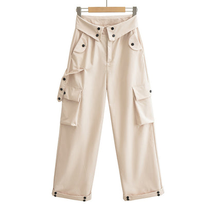 Women Casual Solid Color Loose Street Cargo Pants