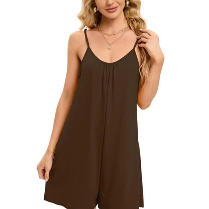 Mono informal básico de color liso con tirantes sueltos para mujer