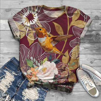 Camiseta informal holgada de talla grande para mujer, de manga corta, cuello redondo, con estampado 3D de dibujos animados