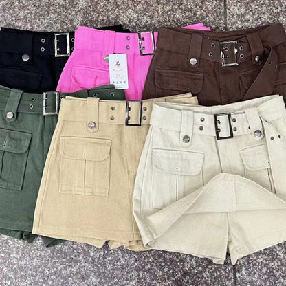 Women'S Fashion Casual Solid Color High Waist Denim Culottes