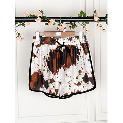 Pantalones cortos casuales de verano para mujer con cordón ajustable y contraste de colores arcoíris