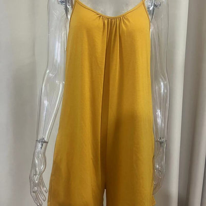 Mono informal básico de color liso con tirantes sueltos para mujer