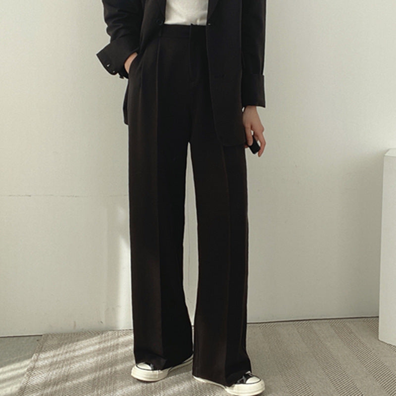 Women Solid Color Temperament Long Sleeve One Breasted Blazer And Casual Pants