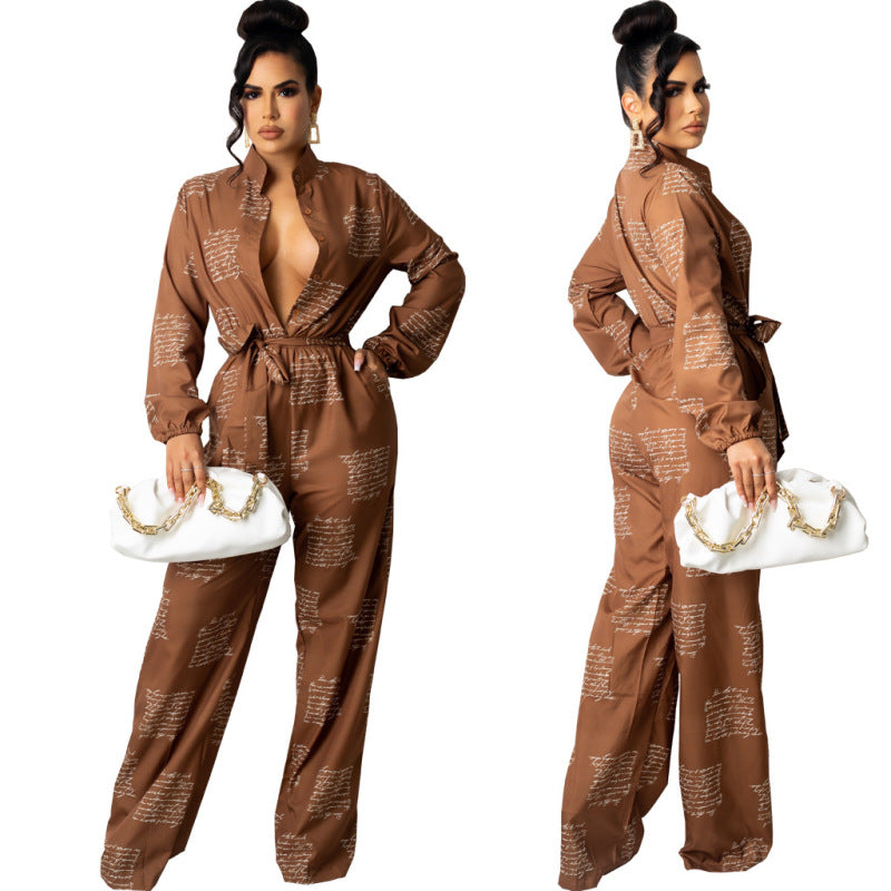 Women Fashion Casual Long Sleeve Jumpsuit