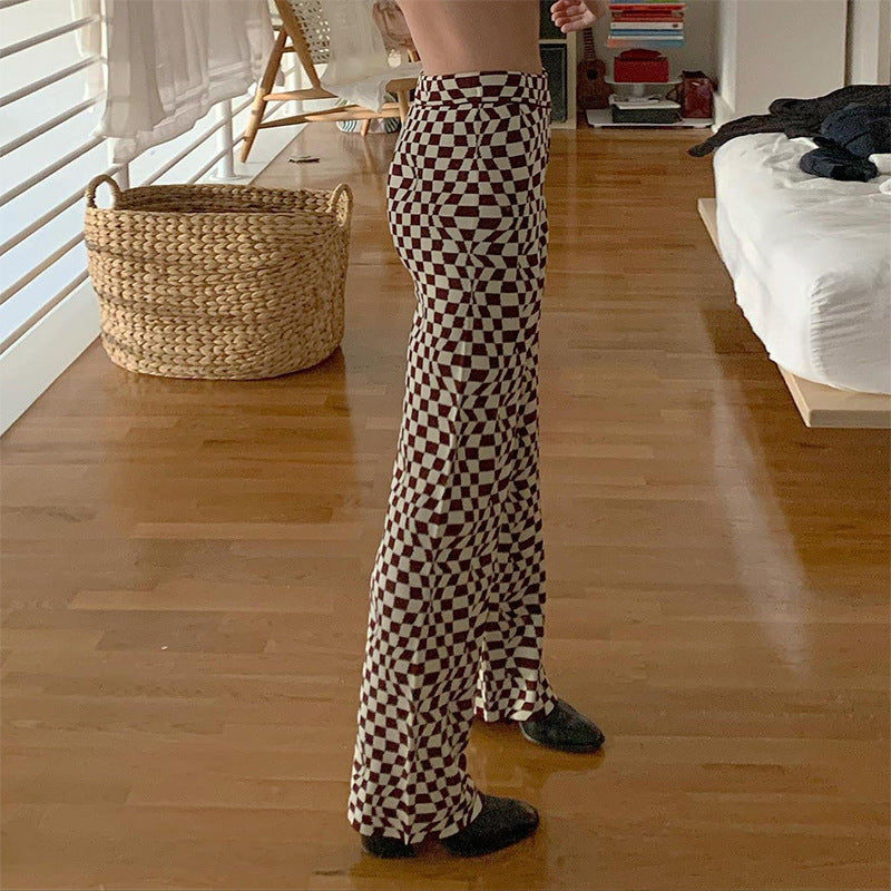 Women Fashion Simple Ripple Printing High Waist Casual Pants