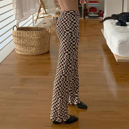 Women Fashion Simple Ripple Printing High Waist Casual Pants