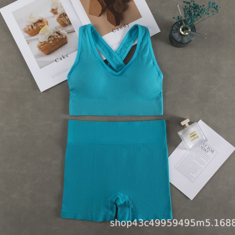 Women Fashion Casual Solid Color Camisole Sports Shorts Set
