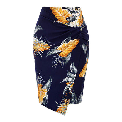 Women Printed Casual Hip Midi Skirt