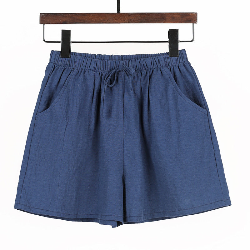 Women Linen Cotton Linen Sports Casual Wide Leg Shorts