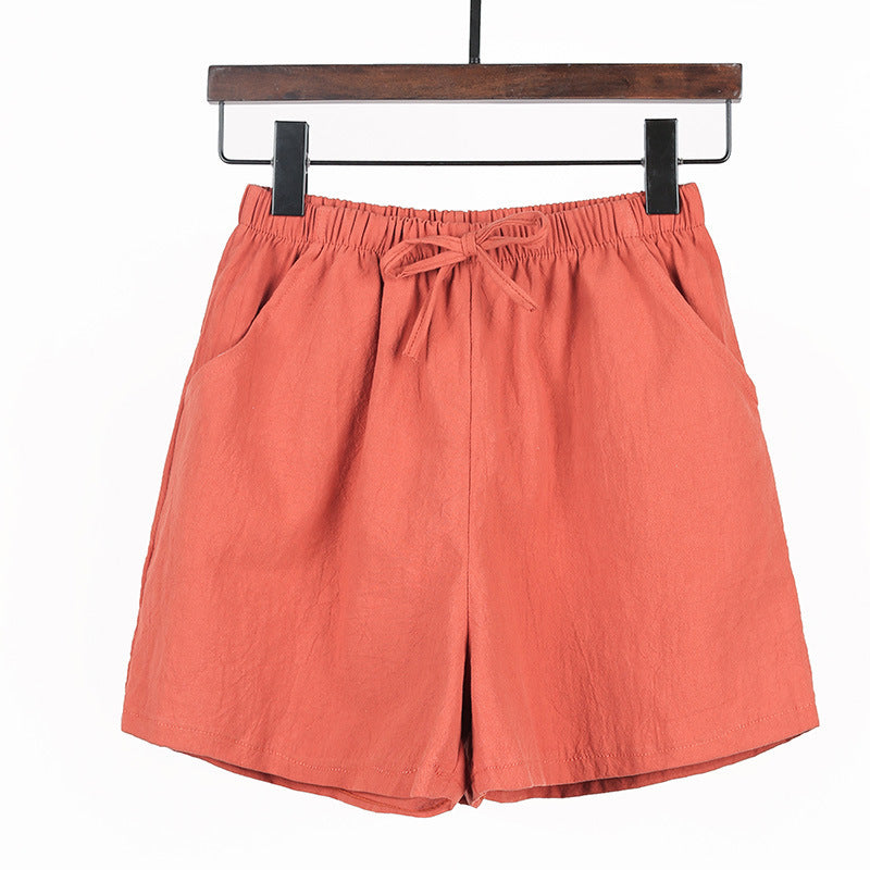 Women Linen Cotton Linen Sports Casual Wide Leg Shorts