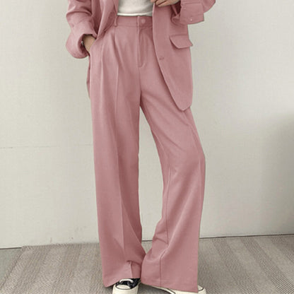 Women Solid Color Temperament Long Sleeve One Breasted Blazer And Casual Pants