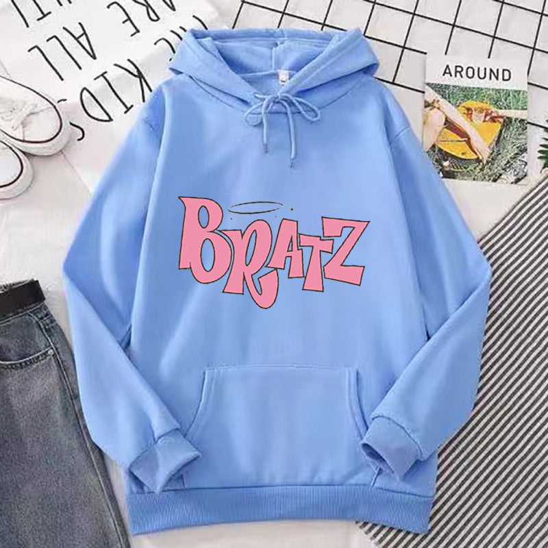 Sudadera con capucha de forro polar con estampado de letras para hombre y mujer, moda informal de otoño e invierno