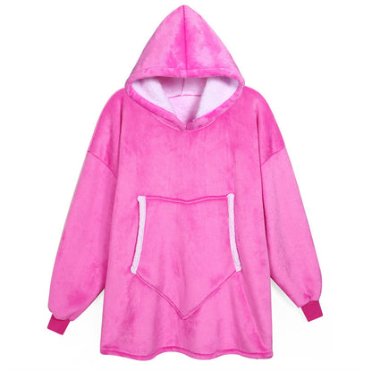 Couples Spring Autumn Casual Lazy Home Solid Color Flannel Long Sleeve Hooded Sleepwear