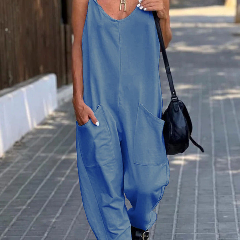 Women'S Fashion Casual Loose Suspender Jumpsuit