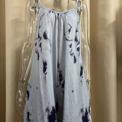 Mono informal con tirantes holgados y estampado tie-dye para mujer