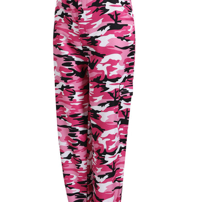 Pantalones cargo casuales con estampado de camuflaje para mujer