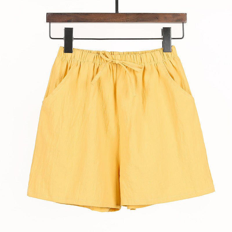 Women Linen Cotton Linen Sports Casual Wide Leg Shorts