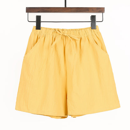 Women Linen Cotton Linen Sports Casual Wide Leg Shorts