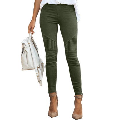 Women Casual Plus Size Solid Color Autumn Spring Skinny Pants