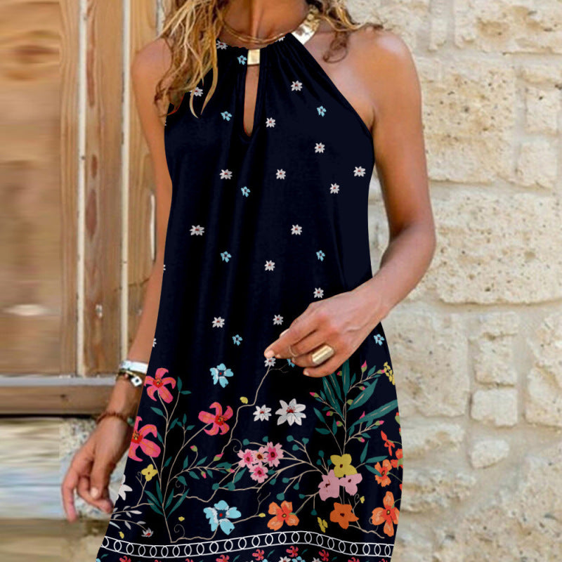 Women Elegant Casual Summer Halter Halter Floral Printed Dress