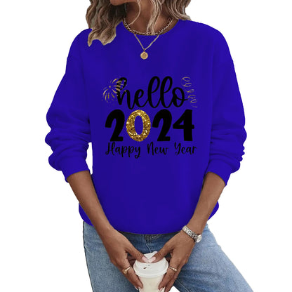 Sudadera informal de manga larga y cuello redondo de talla grande 2024