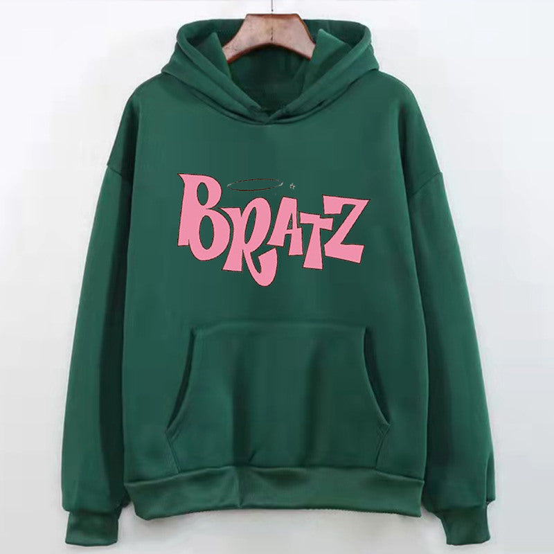 Sudadera con capucha de forro polar con estampado de letras para hombre y mujer, moda informal de otoño e invierno