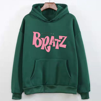 Sudadera con capucha de forro polar con estampado de letras para hombre y mujer, moda informal de otoño e invierno