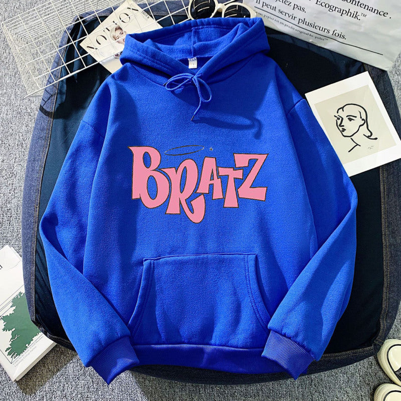 Sudadera con capucha de forro polar con estampado de letras para hombre y mujer, moda informal de otoño e invierno