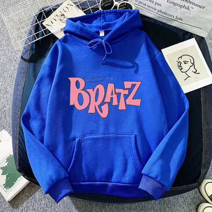 Sudadera con capucha de forro polar con estampado de letras para hombre y mujer, moda informal de otoño e invierno