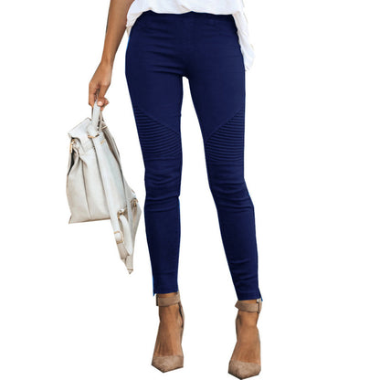 Women Casual Plus Size Solid Color Autumn Spring Skinny Pants