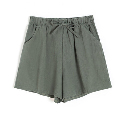 Women Linen Cotton Linen Sports Casual Wide Leg Shorts