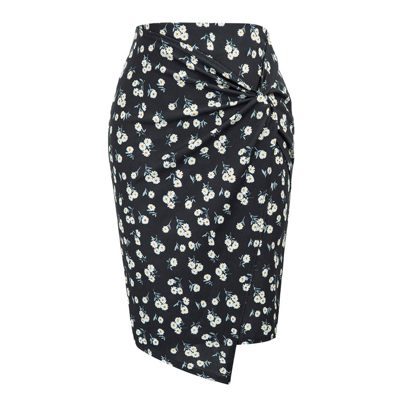 Women Printed Casual Hip Midi Skirt