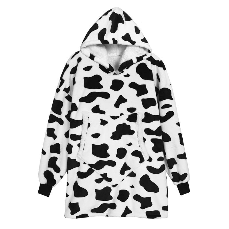 Couples Spring Autumn Casual Lazy Home Solid Color Flannel Long Sleeve Hooded Sleepwear