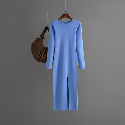 Women Basic Autumn And Winter Casual Solid Color Long Sleeve Knitted Dress